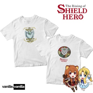 เสื้อยืดสีขาว - SHEILD HERO อะนิเมะแถลงการณ์เสื้อพิมพ์คุณภาพสูงพิมพ์