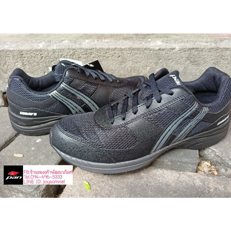 Pan เบอร์40-47 รองเท้าวิ่ง ใส่ทำงาน ดำล้วน หน้ากว้าง คนเท้าอูมใส่