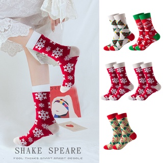 ( Beginning ) Cotton Christmas Socks Autumn Winter Warm Soft Xmas Mid-Calf Socks