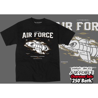 Blackmoret เสื้อยืดแขนสั้น สีดำ ลาย Air Force