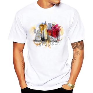 ขายดี!เสื้อยืดลําลอง แขนสั้น พิมพ์ลาย new york city สีน้ํา สีขาว แฟชั่นฤดูร้อน สําหรับผู้ชาย 2018S-5XL