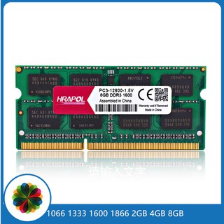 สินค้า HRAPOL Laptop RAM DDR3 DDR3L 8GB 4GB 2GB 1066 1333 1600 1866 1066mhz 1333mhz 1600mhz 1866mhz Memory Ram Memoria sdram For Notebook SO-DIMM