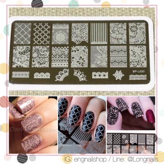  แผ่นปั๊มลายเล็บผืนผ้า -ลายลูกไม้ (opi orly essie zoya)