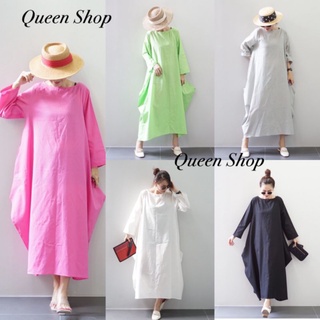 📌ทักก่อนสั่ง📌เดรสลินินผสมฝ้าย ทรงจิงโจ้ oversize  อก46” Queen 👑