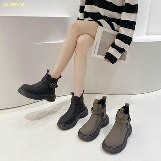 ❤จัดส่งทันที❤ใหม่ รองเท้าบู๊ทมาร์ตินหญิง รองเท้าบู๊ทสั้นสไตล์อังกฤษสไตล์เกาหลี รองเท้าบู๊ทเดี่ยว รองเท้าบู๊ทส้นเตี้ยแบนท