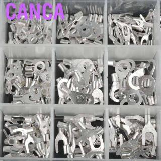 Canca 420Pcs 18 Values Non-Insulated Ring Fork U-type Crimp Terminals Assortment Kit