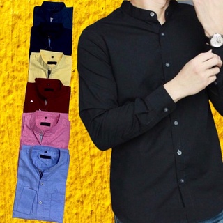 ‼️มาใหม่...เสื้อเชิ๊ตคอจีน แขนยาว 7 สี สีพื้น ผ้า Oxford งานส่งออก เกรดคุณภาพ ส่งไว ส่งเร็ว
