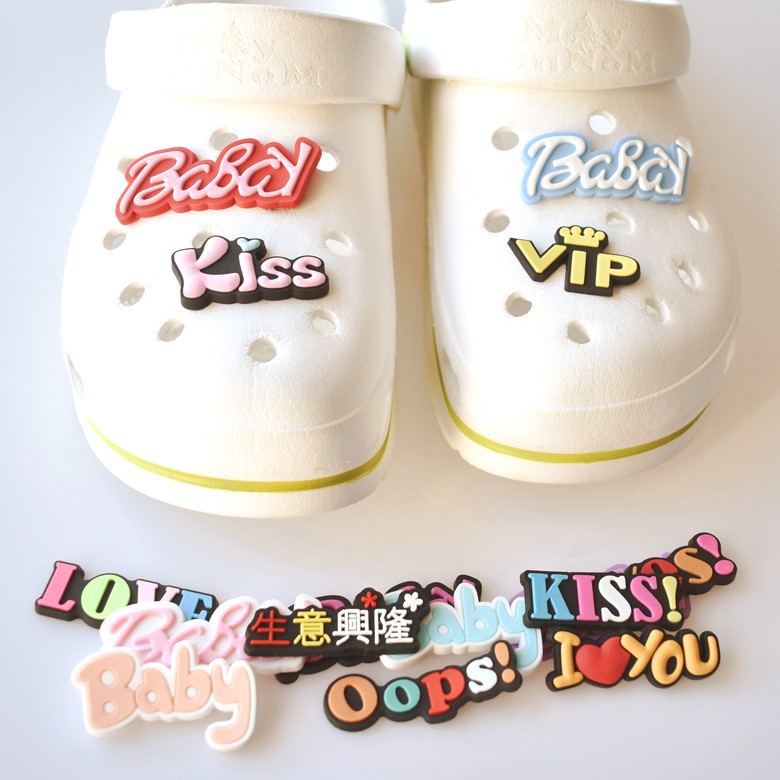 พร้อมส่ง-หัวเข็มขัด-pvc-ลายตัวอักษร-หลากสี-สําหรับรองเท้า-กระเป๋า-cod