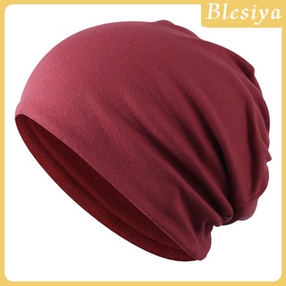 [BLESIYA] Unisex Soft Cotton Slouchy Baggy Beanie Chemo   Hat Slouchy Skull   Purple