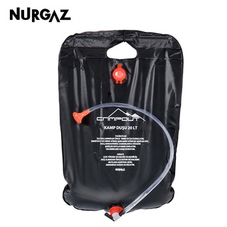 NURGAZ กระเป๋าใส่น้ำฝักบัว  แคมป์ปิ้ง  กลางแจ้ง 20 LT  เครื่องทำความร้อนพลังงานแสงอาทิตย์แบบพกพา  เดินป่าปีนเขา  อุปกรณ์อาบน้ำ