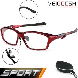 SPORT แว่นตา ทรงสปอร์ต รุ่น VEIGOOSHI TR 8021 C-2-1 สีแดง วัสดุ TR-90 เบาและยืดหยุ่นได้
