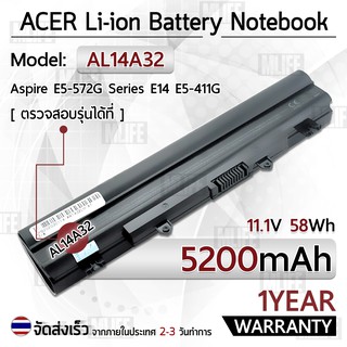 ภาพหน้าปกสินค้ารับประกัน 1 ปี - แบตเตอรี่ โน้ตบุ๊ค แล็ปท็อป ACER AL14A32 5200mAh Battery Aspire E1-571 E5-571 E5-411 E5-421 E14 E15 ซึ่งคุณอาจชอบราคาและรีวิวของสินค้านี้