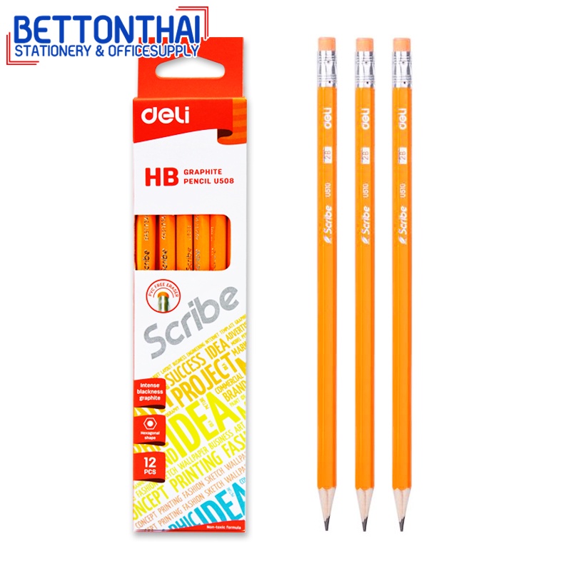 deli-u50800-graphite-pencil-hb-ดินสอไม้-hb-ทรงหกเหลี่ยม-แพ็ค-12-แท่ง-ดินสอ-เครื่องเขียน-อุปกรณ์การเรียน-ดินสอhb-school