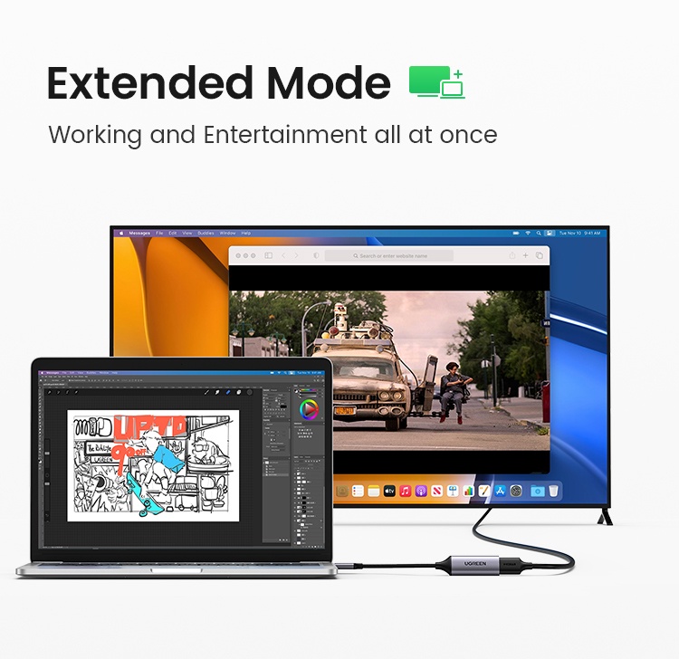 มุมมองเพิ่มเติมของสินค้า Ugreen อะแดปเตอร์ USB C HDMI 4K @ 60Hz Type C เป็น HDMI Thunderbolt 3 USB-C เป็น HDMI สําหรับ MacBook Pro 2020 MacBook Air 2019 iPad Pro 2020 Dell XPS 13 เป็นต้น