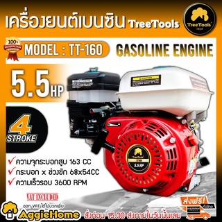 TREETOOLS เครื่องยนต์ รุ่น TT-160 5.5แรงม้า เครื่องยนต์ 4 จังหวะ ความจุกระบอกสูบ 163CC