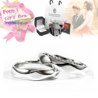 Finejewelthai-แหวนคู่-แหวนเกลี้ยง-แหวนเงินแท้-Couple-Silver-Ring - Gift_set91