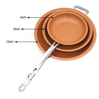 ✑✤TEENRA Non-stick Copper Frying Pan Kitchen Skillet With Ceramic Coating And Induction Cooking Oven Dishwasher Safe