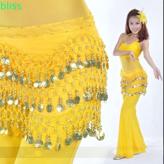 BLISS with Belly Brilliant Scarf Dance Skirt Gold Chiffon Wrap Coins Dancing Belt/Multicolor