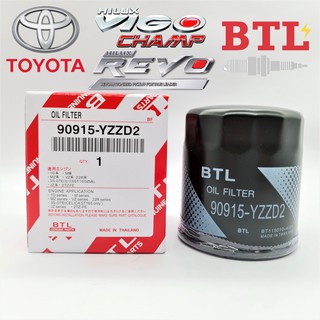 กรองน้ำมันเครื่อง ยี่ห้อ บีทีแอล BTL OEM รหัส โตโยต้า Toyota Oil Filter VIGO FORTUNER COMMUTER REVO INNOVA 90915-YZZD2