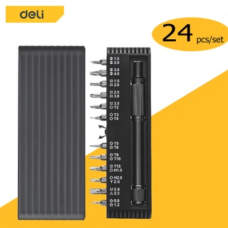 Deli ไขควง ชุดอุปกรณ์ไขควง อะลูมิเนียม 25in1ชุดไขควง ชุดไขควงแม่เหล็ก ไขควงชุด ไขควงชุดเล็ก ไขควงเล็ก ไขควงซ่อมมือถือ
