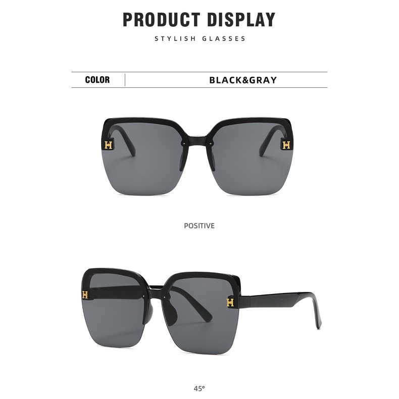 ภาพสินค้าIns แว่นตากันแดดแฟชั่น กรอบสี่เหลี่ยม ไม่มีกรอบแว่น ขนาดใหญ่ ลายโลโก้ H หรูหรา สําหรับผู้ชาย ผู้หญิง จากร้าน teamor520.th บน Shopee ภาพที่ 3