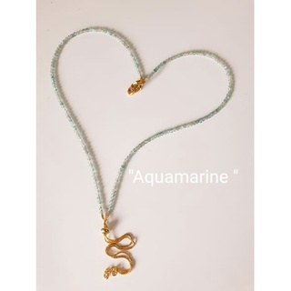 สายคล้องแมส หินนำโชค016 "AQUAMARINE "อความารีน"