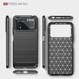 Carbon Fiber เคสโทรศัพท์ POCO X4 Pro 5G Luxury Softเคส Silicone Back Cover High-grade Men เคส Xiaomi Mi Poco X4pro 5G
