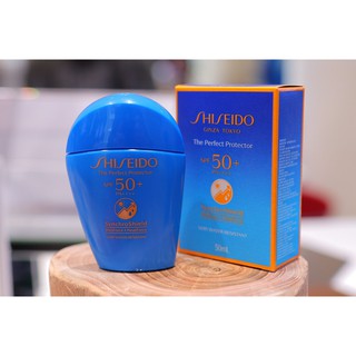 ส่งฟรี Shiseido The Perfect Protector Synchroshield SPF50+ PA++++ 50ml ครีมกันแดด OCT02