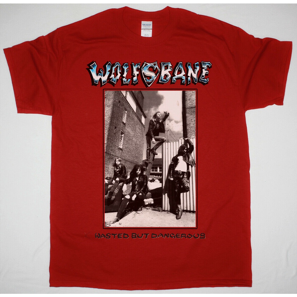 tshirtเสื้อยืดคอกลมฤดูร้อนเสื้อยืดพิมพ์ลาย-wolfsbane-wasted-but-dangerous-1988-ep-สีแดงsto4xl