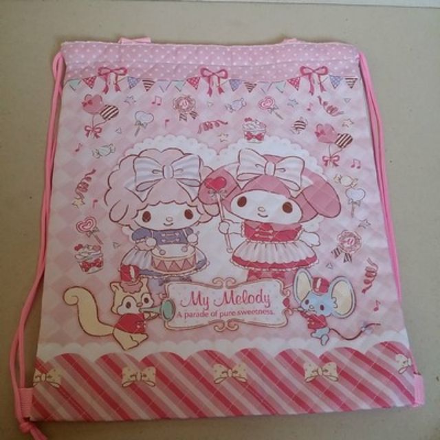 เป้หูรูด-ลาย-มายเมโลดี้-mymelody-หน้าหลังลายเดียวกัน-ขนาดเป้-13x15-5-นิ้ว