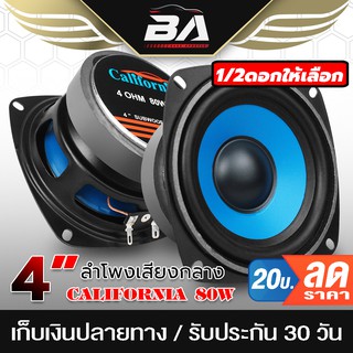 BA SOUND ลำโพงเสียงกลาง 4 นิ้ว 80วัตต์ สีน้ำเงิน ดอกลำโพง 4 นิ้ว ลำโพง 4 นิ้ว ดอก4นิ้ว ลำโพงติดรถยนต์ เครื่องเสียงติดรถ