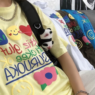 เสื้อยืดแขนสั้น พิมพ์ลายกราฟฟิติ ขนาดใหญ่ แฟชั่นฤดูร้อน สําหรับผู้หญิง 2022