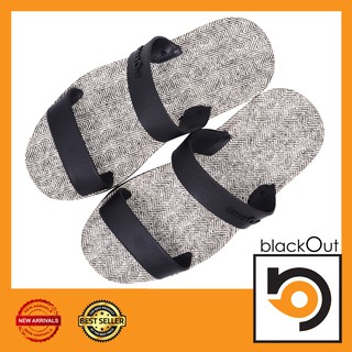 🔰 BlackOut Sling 🔰 รองเท้าแตะ แตะสวม กันลื่น เบาสบาย ลายฟันปลาดำ(หูดำ)