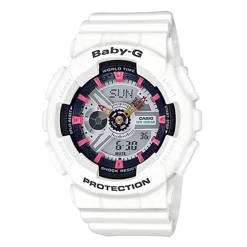 casio-baby-g-นาฬิกาข้อมือผู้หญิง-สีขาว-สายเรซิ่น-รุ่น-ba-110sn-7adr