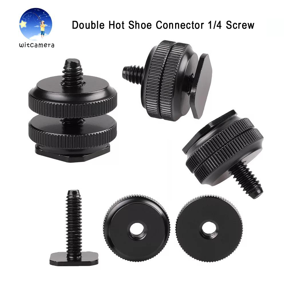 รูปภาพสินค้าแรกของDouble Hot shoe connector 1/4 camera screw hot shoe boots adapter ตัวเชื่อมต่อรองเท้าร้อน 1/4กล้องสกรูรองเท้าบู๊ทร้อนร้อ