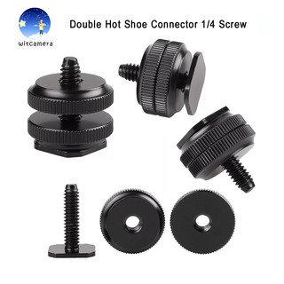 รูปภาพขนาดย่อของDouble Hot shoe connector 1/4 camera screw hot shoe boots adapter ตัวเชื่อมต่อรองเท้าร้อน 1/4กล้องสกรูรองเท้าบู๊ทร้อนร้อลองเช็คราคา
