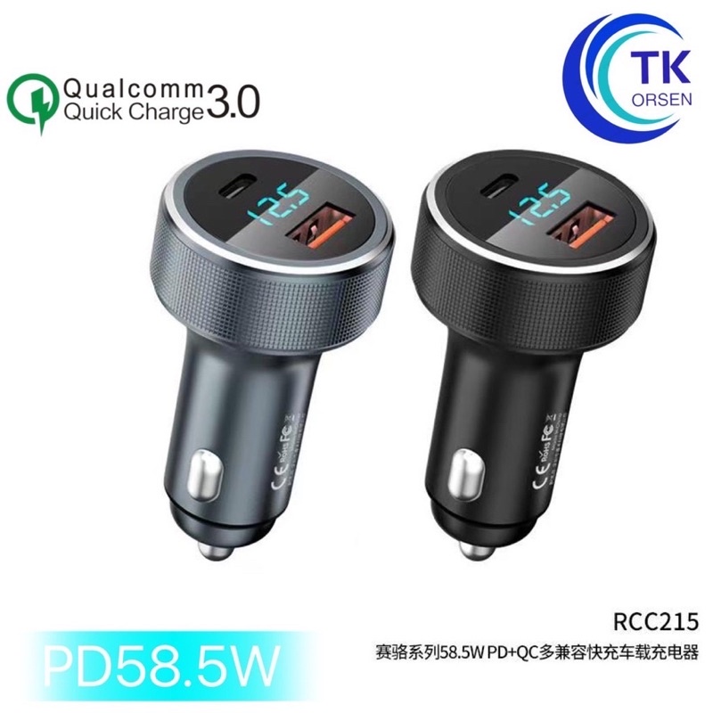 REMAX RCC215 Car Charger Dual Port 58.5 W หัวชาร์จรถ 2 ช่อง / Type-C PD ...