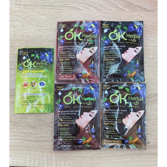 ทรีสเม้นท์-แชมพูย้อมสีผม-ok-herbal-โอเค-เฮอเบิล-ยกโหล12ซอง-คละสีได้-แชมพูปิดผมขาว-ทรีสเม้นท์บำรุงผม-ครีมบำรุงผม