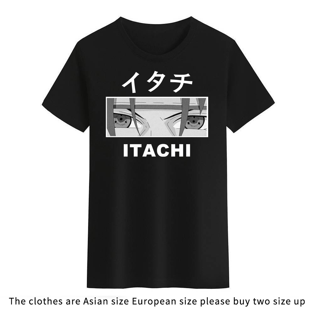 เสื้อเบลาส์-นารูโตะ-uchiha-itachi-uchiha-madara-เสื้อยืดสําหรับผู้ชายผู้หญิงสีดําประเดิมคอกลม-uni