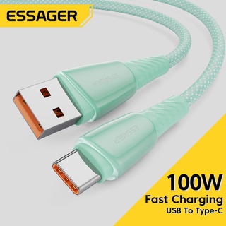 Essager 6A 100W Type C เป็น USB สายเคเบิลถัก สายชาร์จเร็ว สายชาร์จเร็วมาก สําหรับอุปกรณ์ Huawei