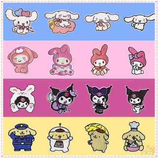 ✿ แผ่นสติกเกอร์ ลายการ์ตูน Melody Cinnamoroll Kuromi Pom Pom Purin มีกาวในตัว สําหรับติดตกแต่ง ✿ 1 ชิ้น ภาพตลก DIY เย็บบนเหล็กบนป้ายปักถักร้อย