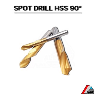 Spot Drill HSS (สีทอง) ดอกนำเจาะ 90 ° ไฮสปีด เจาะรูเซ็นเตอร์ ใช้แทนดอกนำศูนย์บนเครื่อง CNC Dia 12,16