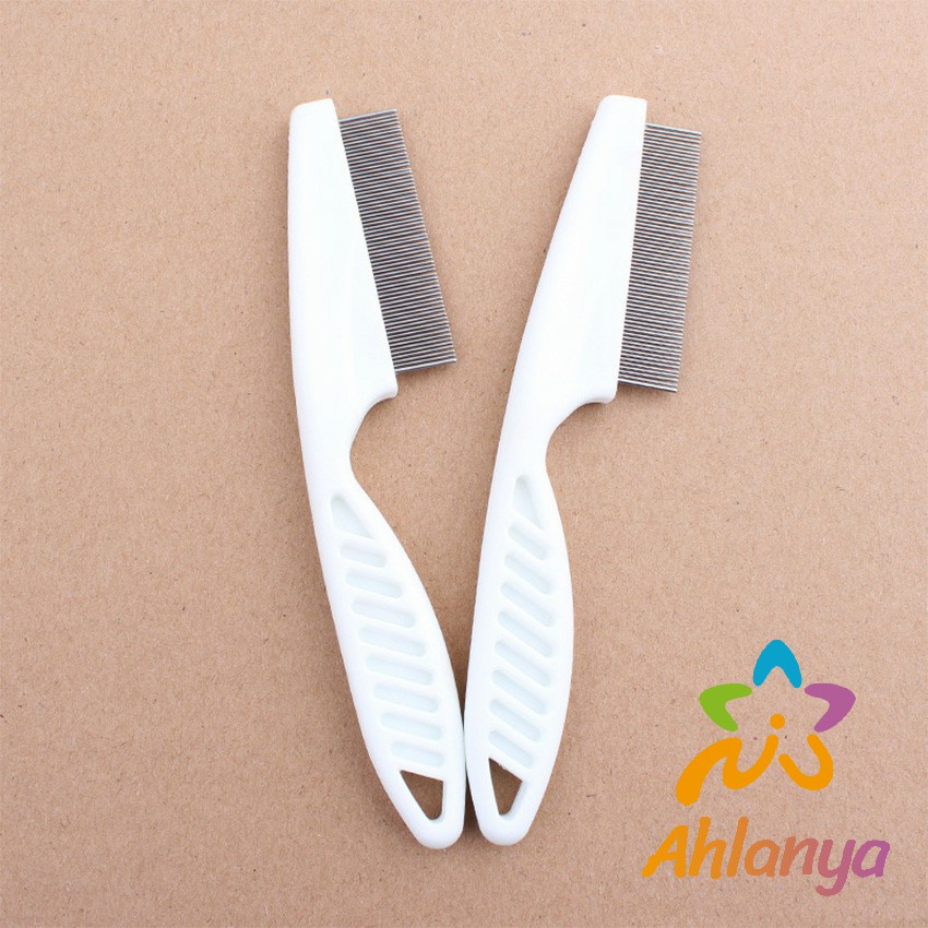 ahlanya-หวีสแตนเลส-ด้ามจับพลาสติก-สำหรับหวีขนสัตว์เลี้ยง-pet-cleaning-comb