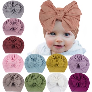 Cute Baby Girl Hat With Bowknot Spring Autumn Elastic Princess Kids Toddler Turban Beanie Soft Infant Newborn Headwrap Cap