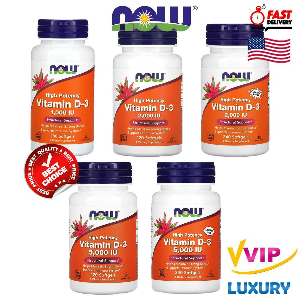 NOW Vitamin D3 1000/2000/5000 IU 120/180/240 softgels Shopee Thailand