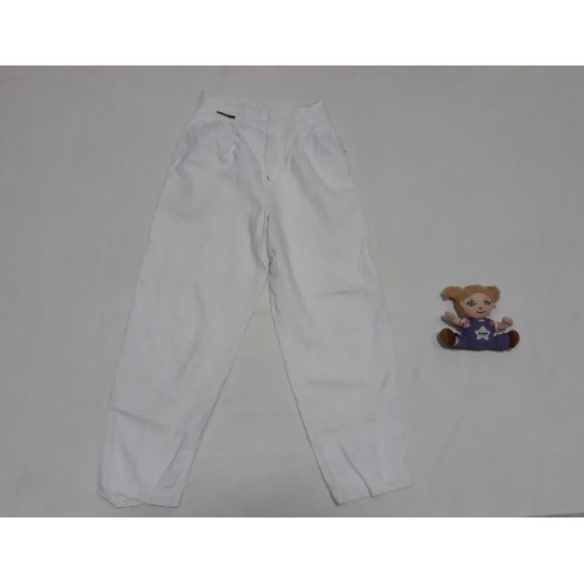 กางเกงสีขาว-ผ้าลินิน-มือสอง-prak