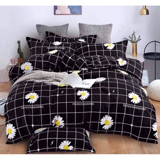 ชุดผ้าปูที่นอน+ผ้าห่มนวมดอกเดซี่สีขาว