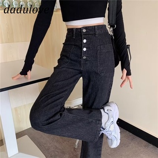 DaDulove💕 New Korean Version Multi-button Jeans Loose High Waist Casual Pants Wide Leg Pants Fashion Womens Clothing
