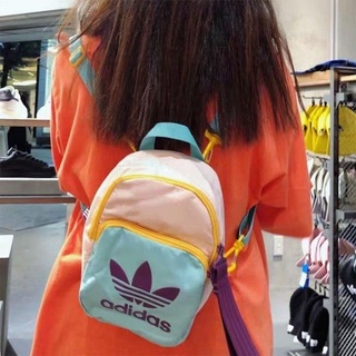 Adidas ใหม่ กระเป๋าเป้สะพายหลัง กระเป๋านักเรียน สีม่วง ขนาดเล็ก สําหรับผู้หญิง และผู้ชาย