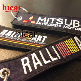 1 ชิ้น RALLIART สําหรับ Mitsubishi JDM รถ พวงกุญแจ เย็บปักถักร้อย พวงกุญแจ เครื่องประดับ Fobs